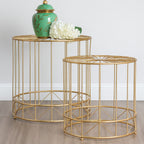 Lexi Side Table Set | Gold Finish Set of 2 Round Side Tables