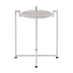 Cibal Side Table | White Marble Side Table with Chrome Finish Base