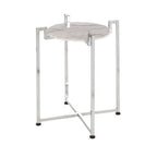 Cibal Side Table | White Marble Side Table with Chrome Finish Base
