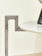 Cibal Side Table | White Marble Side Table with Chrome Finish Base