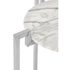 Cibal Side Table | White Marble Side Table with Chrome Finish Base