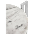 Cibal Side Table | White Marble Side Table with Chrome Finish Base