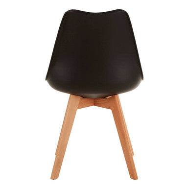 Stockholm Dining Chair | Black Moulded Dining Chair with Faux Leather Seat and Splayed Wood Legs