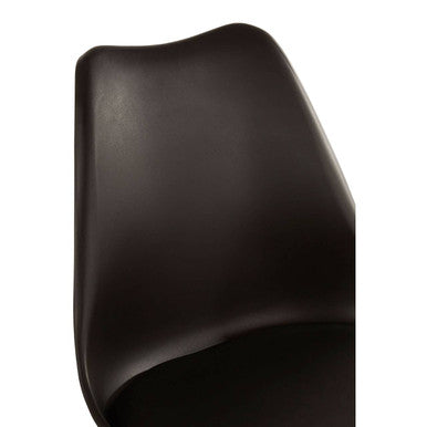 Stockholm Dining Chair | Black Moulded Dining Chair with Faux Leather Seat and Splayed Wood Legs