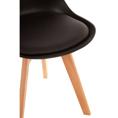 Stockholm Dining Chair | Black Moulded Dining Chair with Faux Leather Seat and Splayed Wood Legs