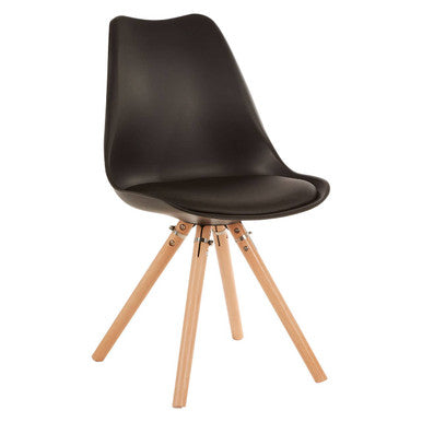 Stockholm Dining Chair | Black Moulded Dining Chair with Faux Leather Seat and Wood Legs