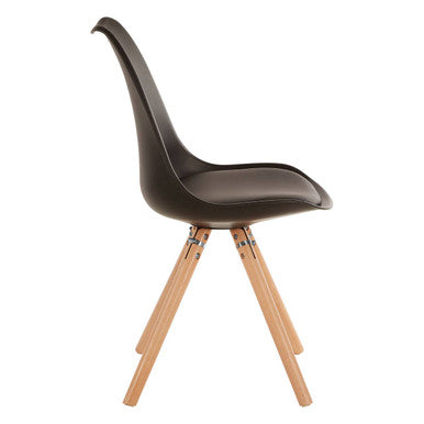 Stockholm Dining Chair | Black Moulded Dining Chair with Faux Leather Seat and Wood Legs