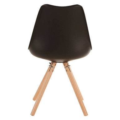 Stockholm Dining Chair | Black Moulded Dining Chair with Faux Leather Seat and Wood Legs
