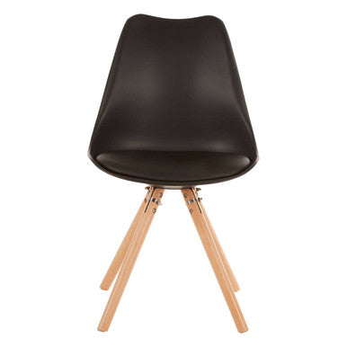 Stockholm Dining Chair | Black Moulded Dining Chair with Faux Leather Seat and Wood Legs