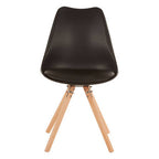 Stockholm Dining Chair | Black Moulded Dining Chair with Faux Leather Seat and Wood Legs