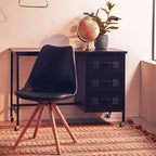 Stockholm Dining Chair | Black Moulded Dining Chair with Faux Leather Seat and Wood Legs