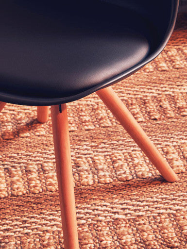 Stockholm Dining Chair | Black Moulded Dining Chair with Faux Leather Seat and Wood Legs