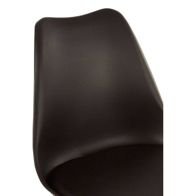 Stockholm Dining Chair | Black Moulded Dining Chair with Faux Leather Seat and Wood Legs