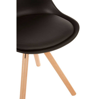 Stockholm Dining Chair | Black Moulded Dining Chair with Faux Leather Seat and Wood Legs