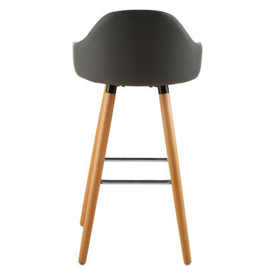 Stockholm Bar Chair | Dark Grey Leather Effect Bar Chair with Curved Backrest