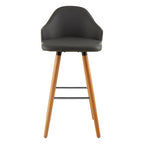 Stockholm Bar Chair | Dark Grey Leather Effect Bar Chair with Curved Backrest