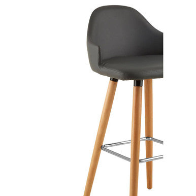 Stockholm Bar Chair | Dark Grey Leather Effect Bar Chair with Curved Backrest