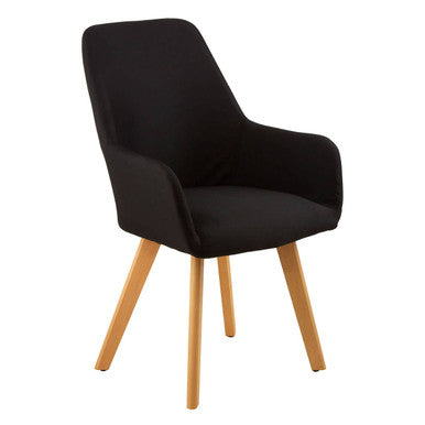 Stockholm Dining Armchair | Black Fabric Dining Chair with Armrests