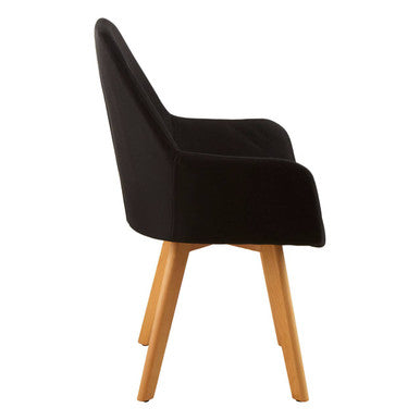 Stockholm Dining Armchair | Black Fabric Dining Chair with Armrests