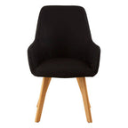 Stockholm Dining Armchair | Black Fabric Dining Chair with Armrests