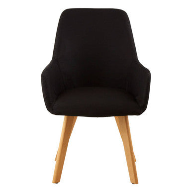 Stockholm Dining Armchair | Black Fabric Dining Chair with Armrests