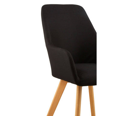 Stockholm Dining Armchair | Black Fabric Dining Chair with Armrests