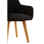 Stockholm Dining Armchair | Black Fabric Dining Chair with Armrests