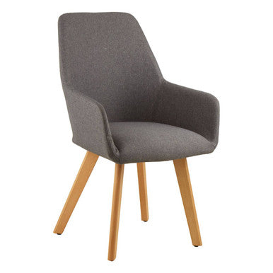 Stockholm Dining Armchair | Grey Fabric Dining Chair with Armrests