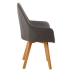 Stockholm Dining Armchair | Grey Fabric Dining Chair with Armrests