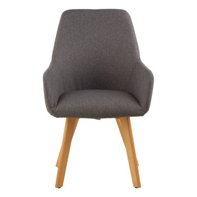 Stockholm Dining Armchair | Grey Fabric Dining Chair with Armrests