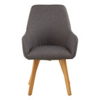 Stockholm Dining Armchair | Grey Fabric Dining Chair with Armrests