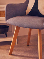 Stockholm Dining Armchair | Grey Fabric Dining Chair with Armrests