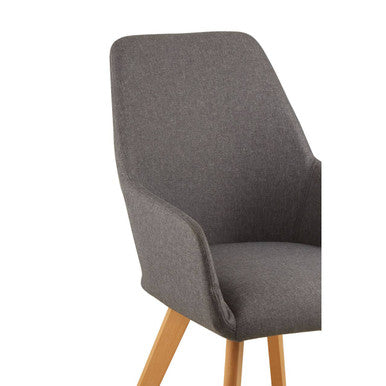 Stockholm Dining Armchair | Grey Fabric Dining Chair with Armrests