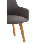 Stockholm Dining Armchair | Grey Fabric Dining Chair with Armrests
