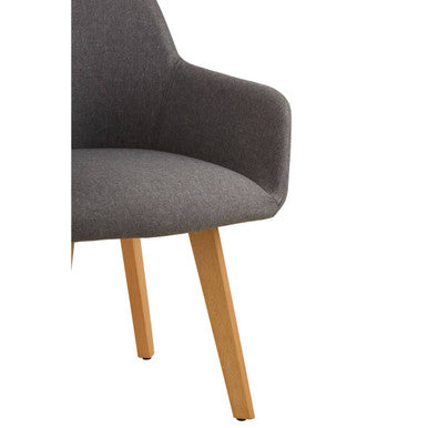 Stockholm Dining Armchair | Grey Fabric Dining Chair with Armrests