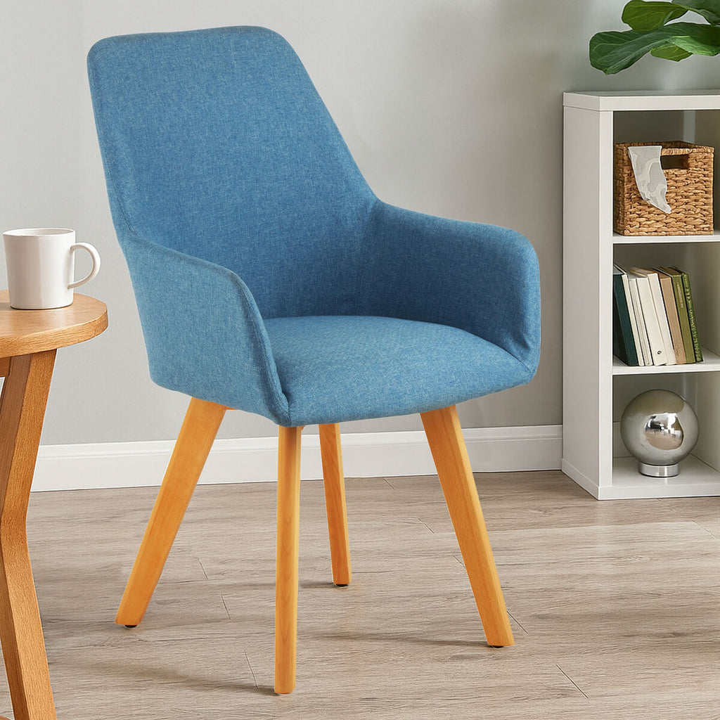 Stockholm Accent Chair | Blue Fabric Chair with Armrests