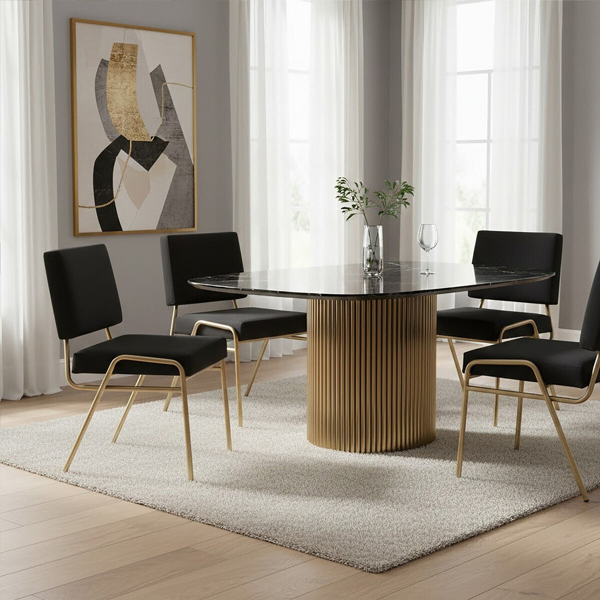 Lexa Accent Chair | Black Linen Chair