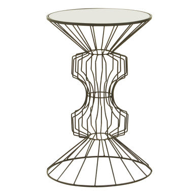 Yaxi Side Table | Black Finish Wire Frame and Mirror Top Side Table