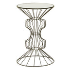 Yaxi Side Table | Black Finish Wire Frame and Mirror Top Side Table