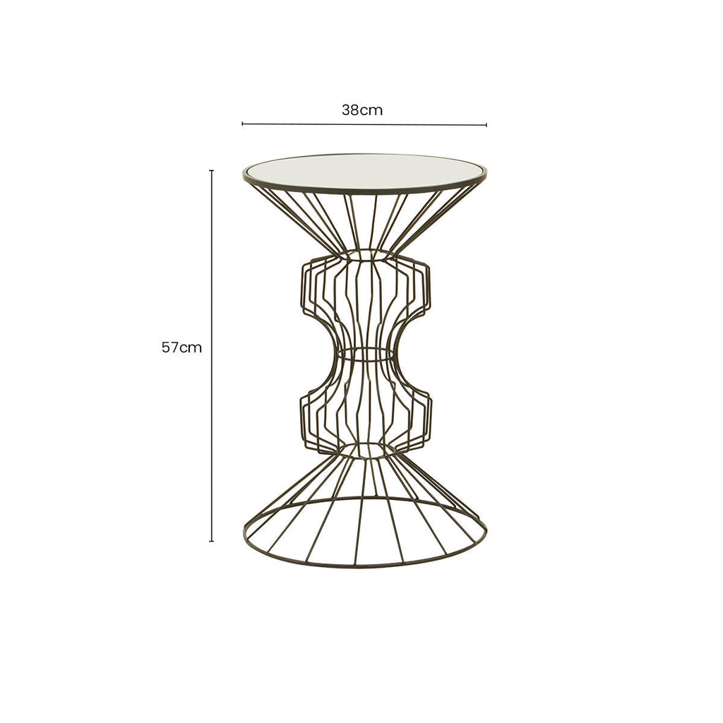 Yaxi Side Table | Black Finish Wire Frame and Mirror Top Side Table