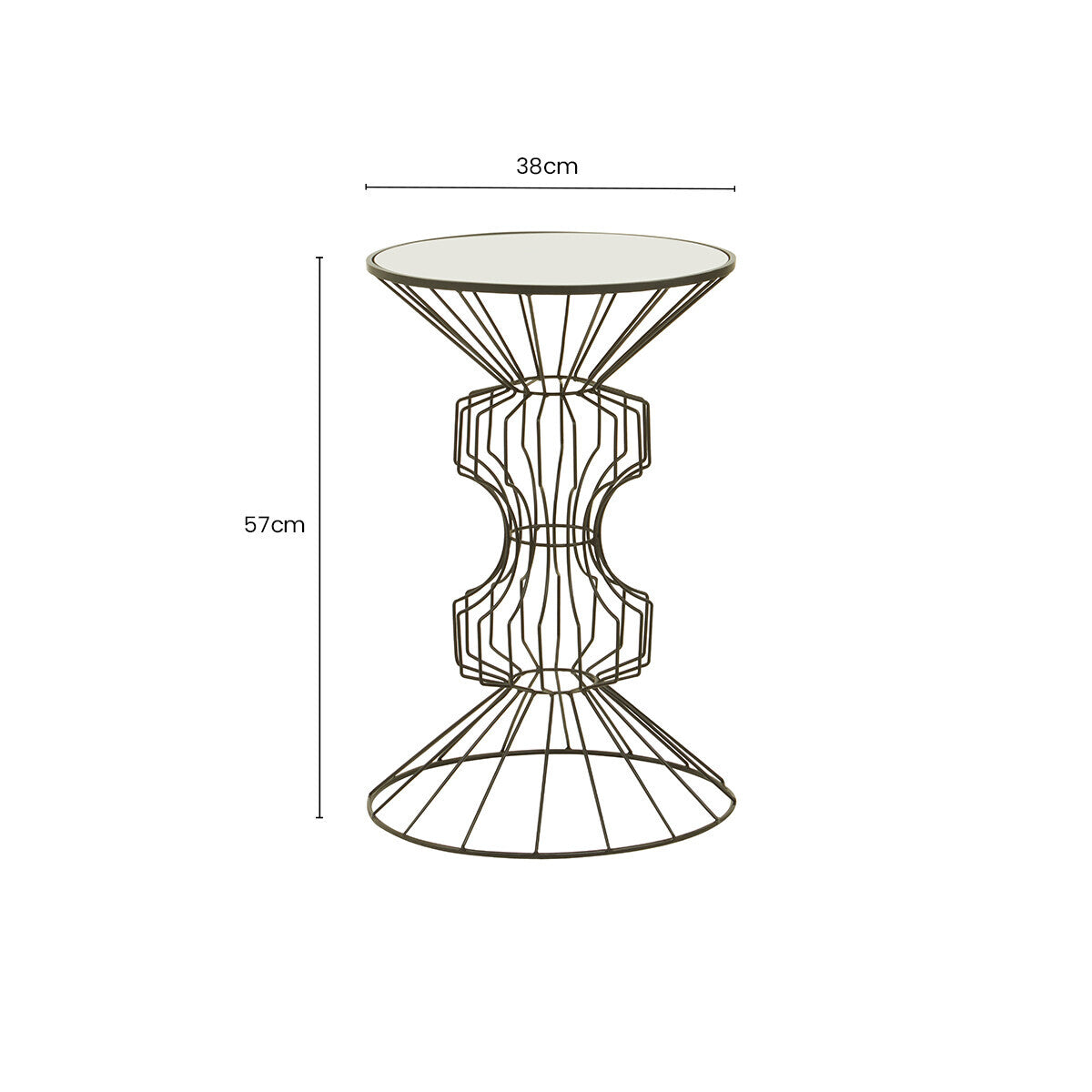 Yaxi Side Table | Black Finish Wire Frame and Mirror Top Side Table