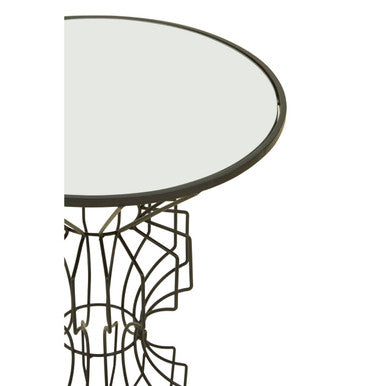 Yaxi Side Table | Black Finish Wire Frame and Mirror Top Side Table