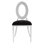 Sarita Dining Chair | Black Velvet and Silver Finish Stackable Oval Back Dining Chair