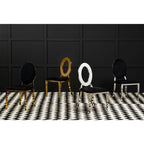 Sarita Dining Chair | Black Velvet and Silver Finish Stackable Oval Back Dining Chair