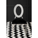 Sarita Dining Chair | Black Velvet and Silver Finish Stackable Oval Back Dining Chair