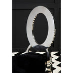 Sarita Dining Chair | Black Velvet and Silver Finish Stackable Oval Back Dining Chair