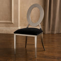Sarita Dining Chair | Black Velvet and Silver Finish Stackable Oval Back Dining Chair