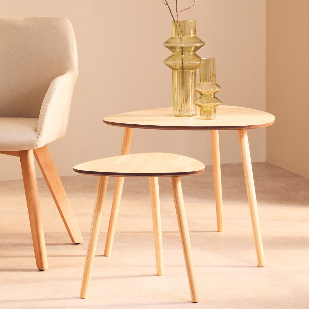 Rostok Nesting Tables | Natural Wood Set of 2 Nesting Tables
