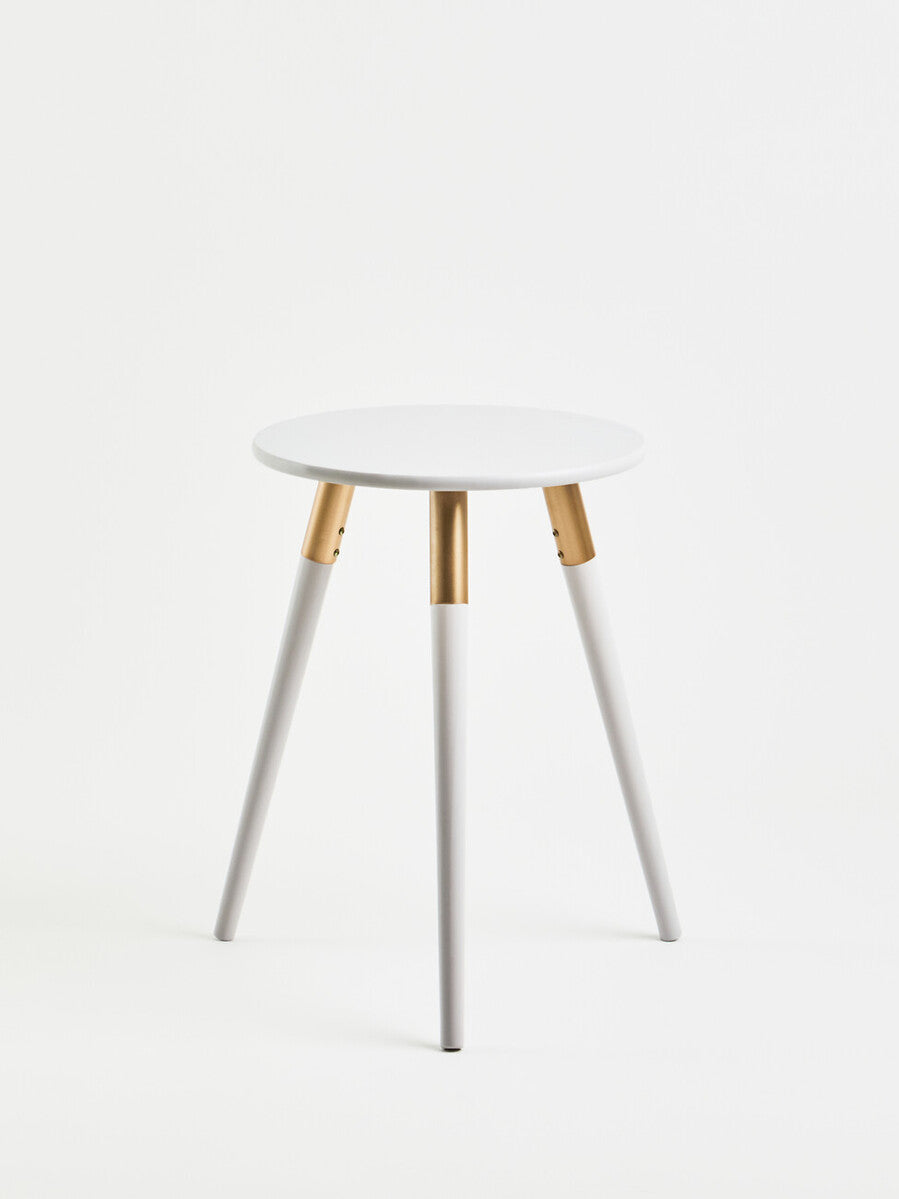 Nostra Side Table | Light Grey and Gold Finish Round Side Table