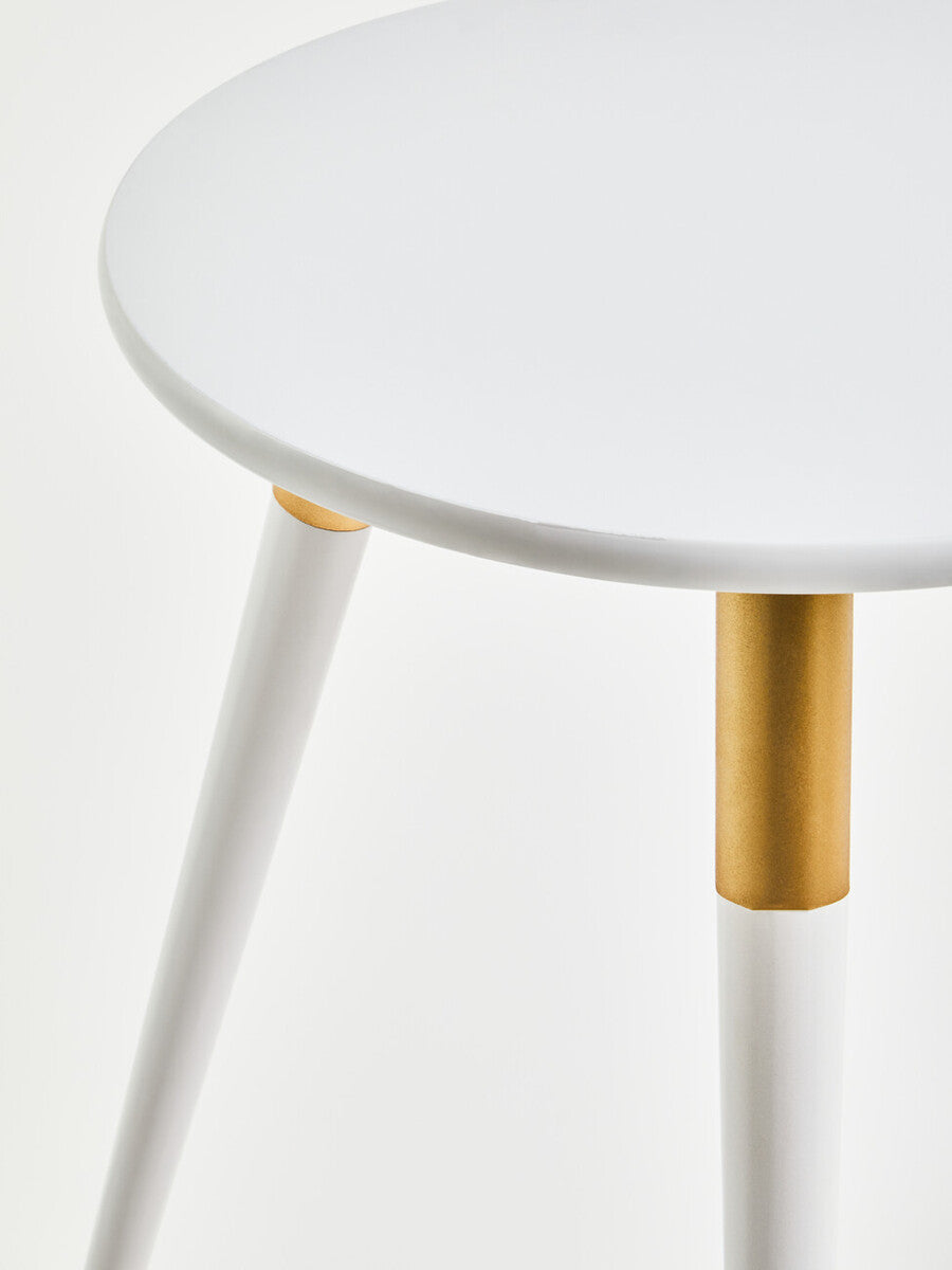 Nostra Side Table | Light Grey and Gold Finish Round Side Table